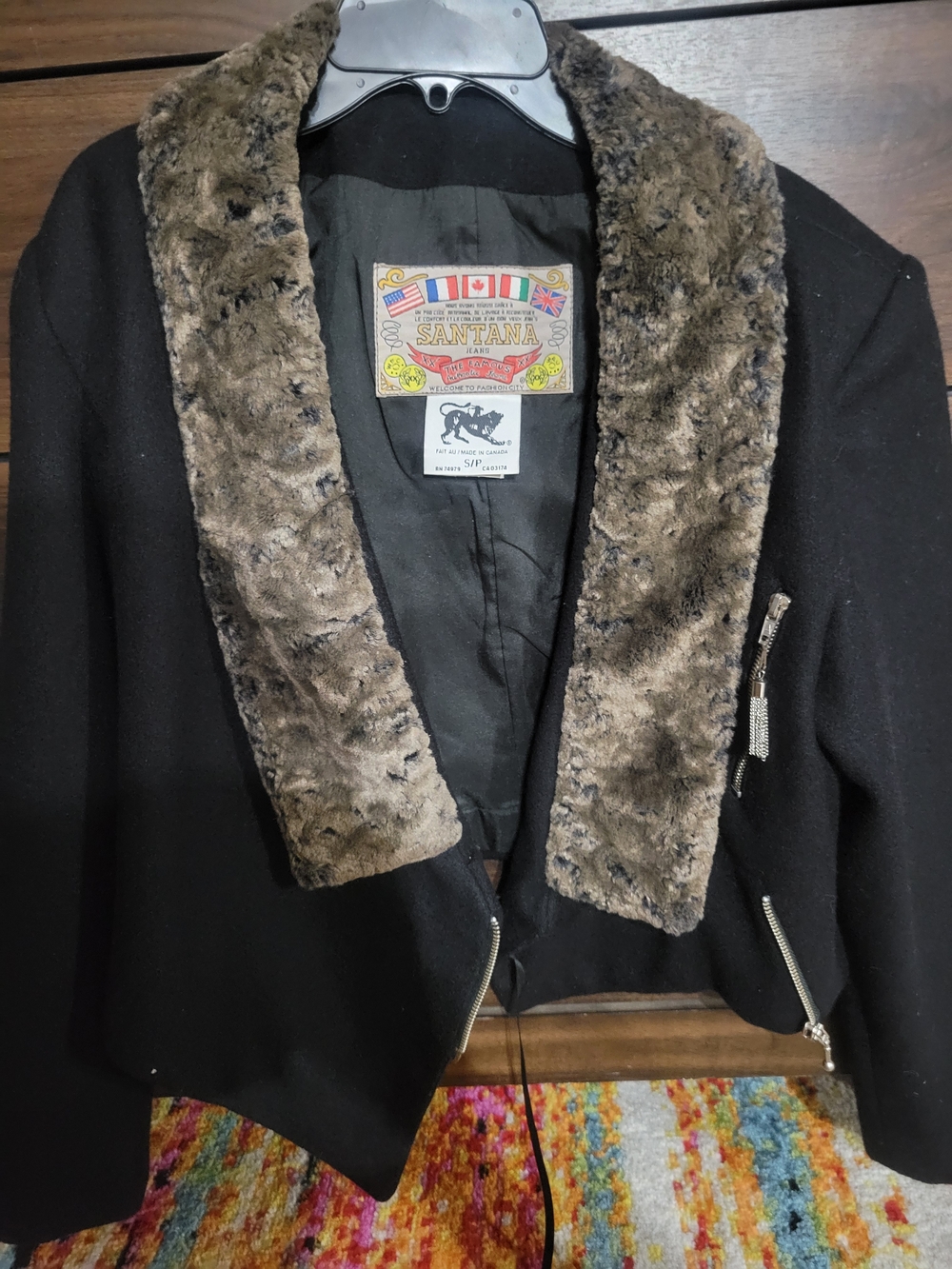 Women's Black Jacket with Faux Fur Collar